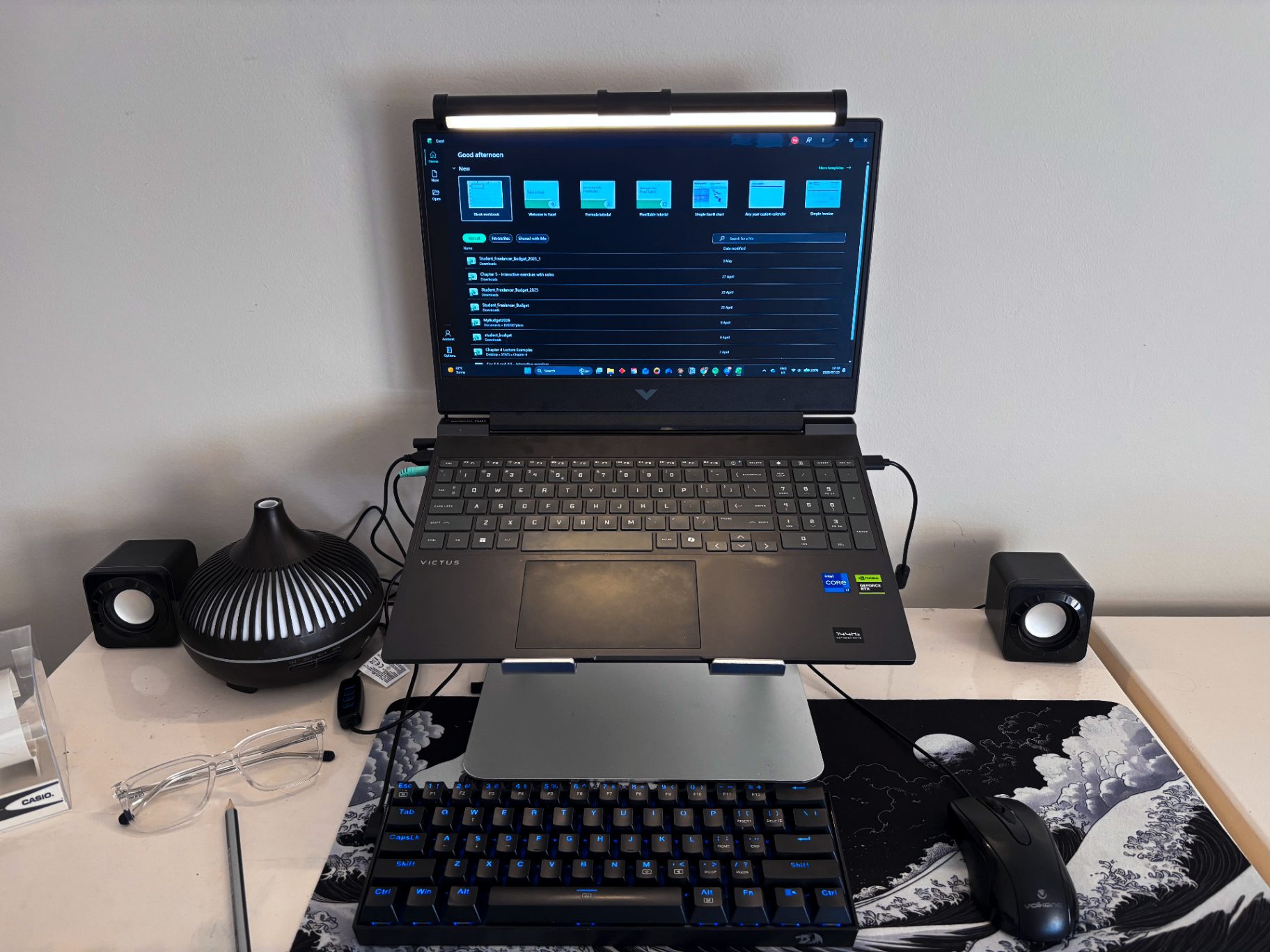 Desklyne monitor light bar on a real student desk setup